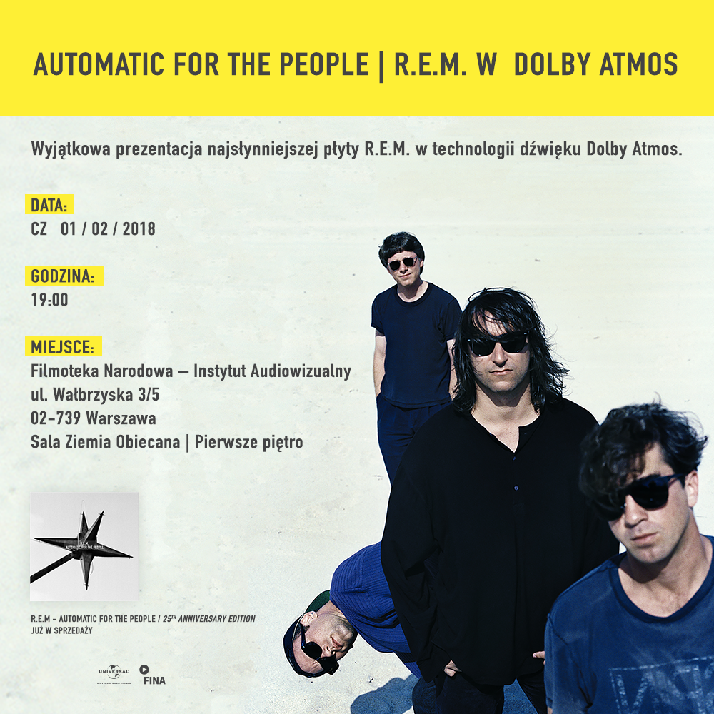 Automatic for the People - Wyjątkowa prezentacja najsłynniejszej płyty R.E.M.  w Dolby Atmos!