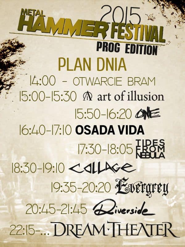 Metal Hammer Festival 2015 – Prog Edition – plan dnia